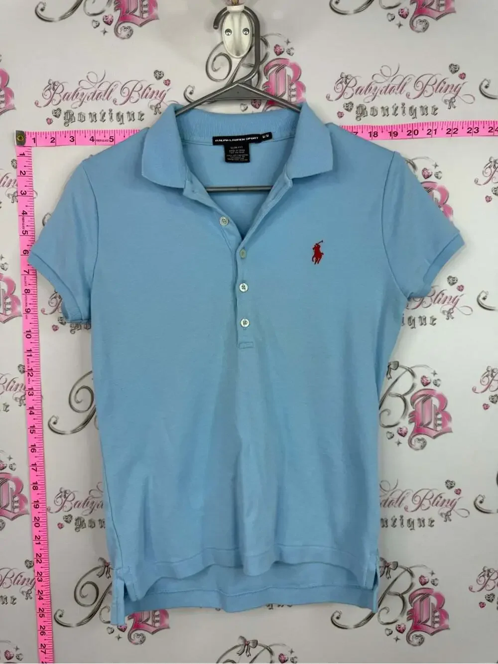 Ralph Lauren sport polo tshirt Light Blue Polo with Red Pony Embroidery